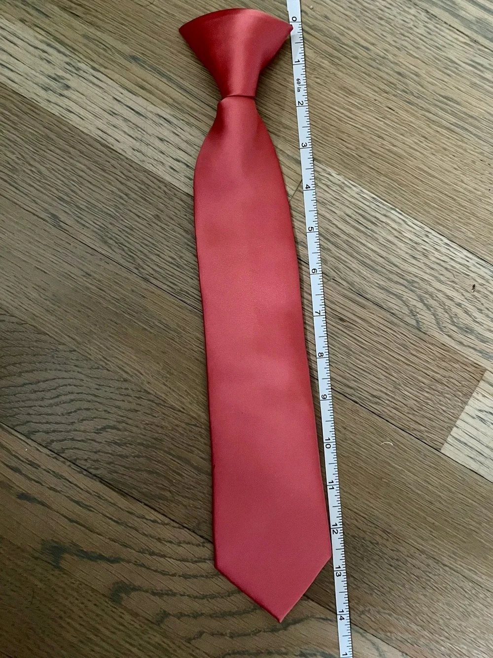 Boys Classic Solid Coral Satin Clip On Tie